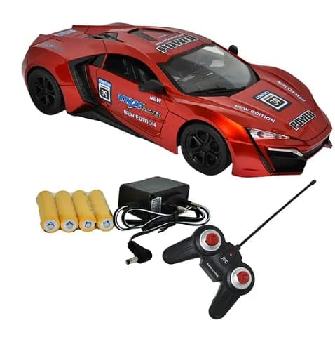 Bonzer 1:16 Scale RC Racing Car - High Speed Remote Control Supercar for Kids, Rechargeable Battery, Red