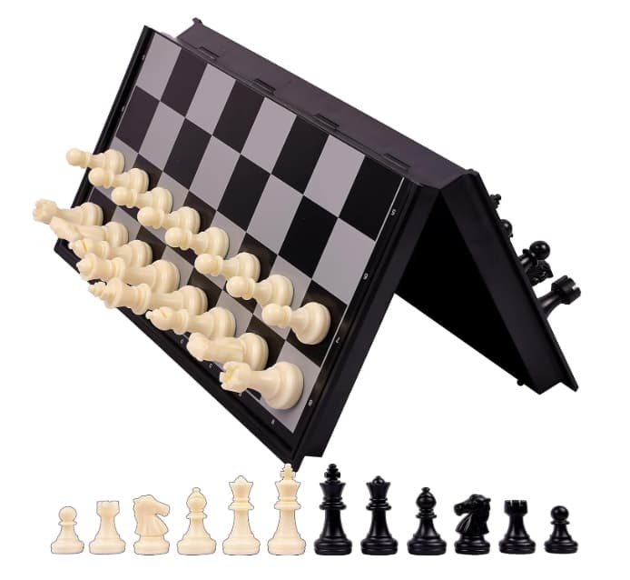 Chess Board 10x10 Magnetic Chessboard Game Set with Folding Travel Portable Case Travel Chessgame