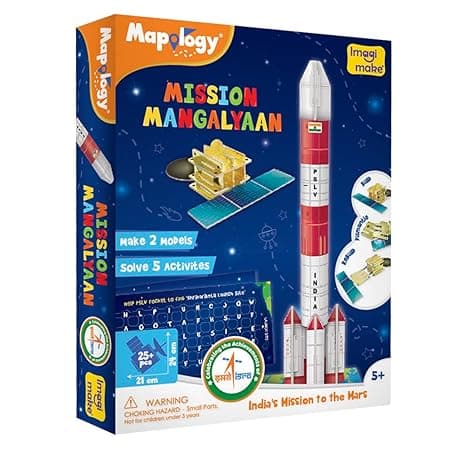 Mapology Mangalyaan | Isro Rocket Model & Satellite | Astronaut Toy | Educational Toys for Kids 5+Years | 3D Puzzles | Gifts for 5 Year Old Boy & Girl, Multi-Coloured